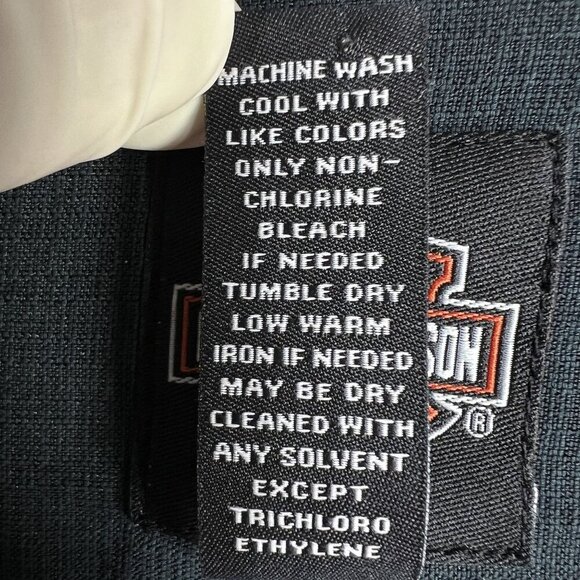 Harley-Davidson Mens L Button-Up Charcoal Shirt Embroidered Eagle & Snake Biker - Picture 14 of 15